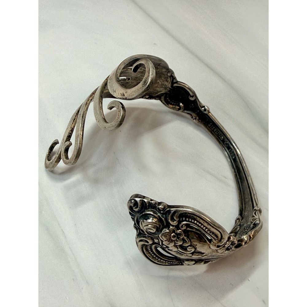 Hand Made Towle Sterling Silver El Grandee Fork Cuff Bracelet Vintage 1964 46.9g - Picture 10 of 10